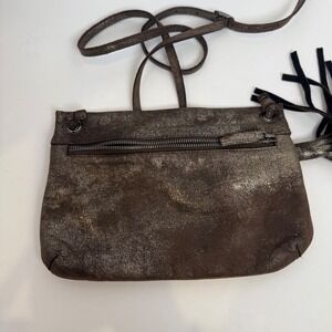 Kim White Leather Metallic Fringe Crossbody Bag Made in USA